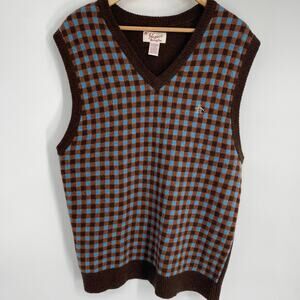 Penguin Sweater Vest Mens XL LambsWool Checkered Plaid Heritage Preppy Academia